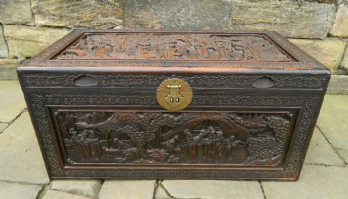 Oriental Carved Camphor Wood Trunk