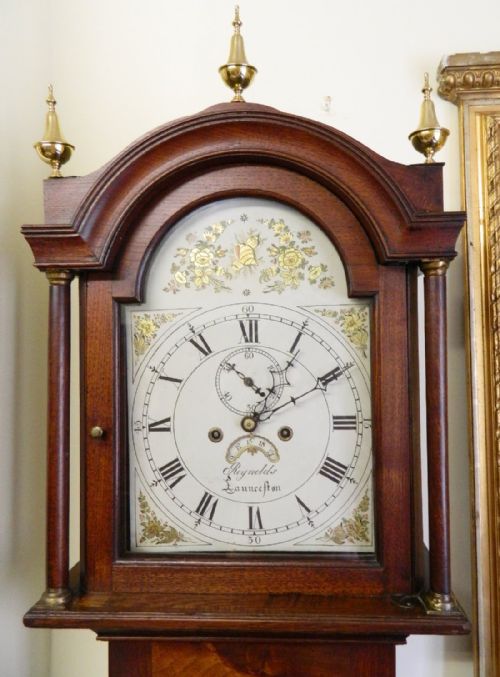 Early Oak & Elm Grandfather Clock by Reynolds of Launceston