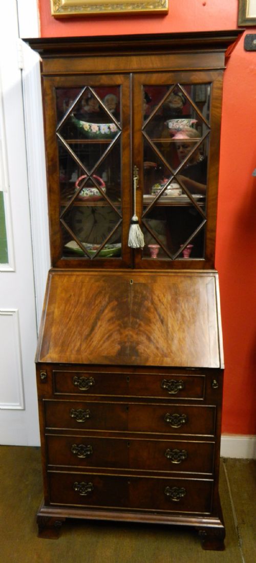 Unusually Small Mahogany Bureau Bookcase