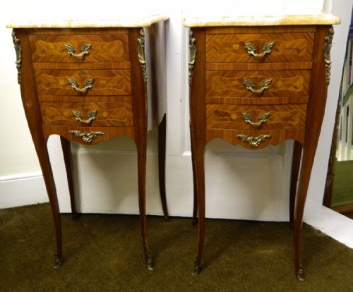 Pair of  Marquetry Bedside Cabinets