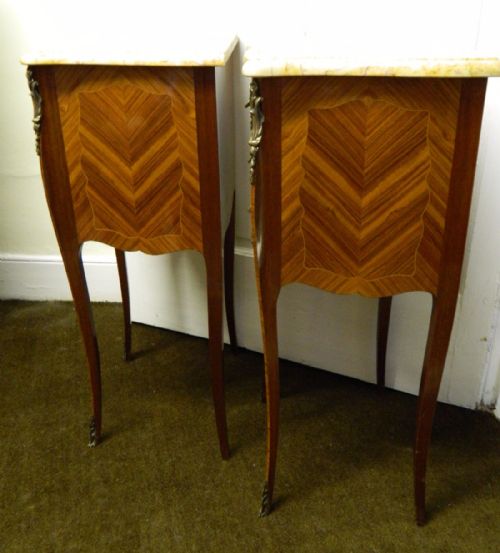 fig 1. pair of marquetry bedside cabinets