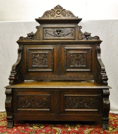 Carved Oak Settle
