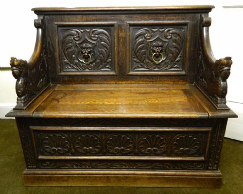 Carved Oak Settle