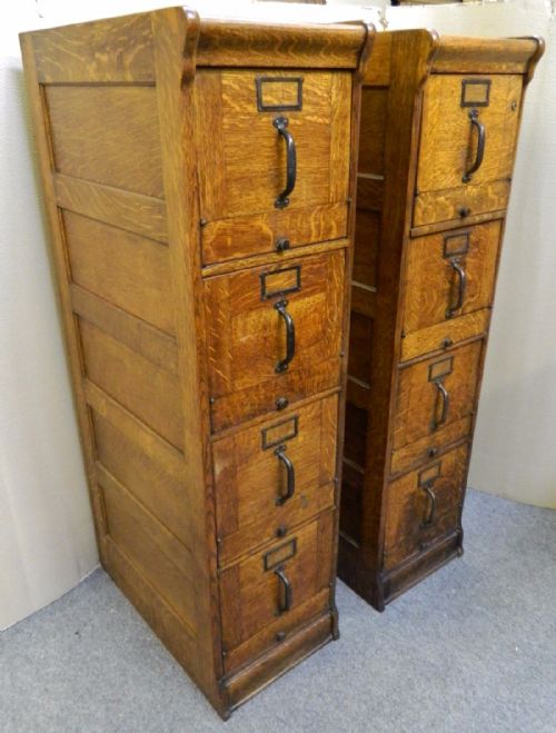 Pair of Oak Filing Cabinets by the Globe Wernicke Co