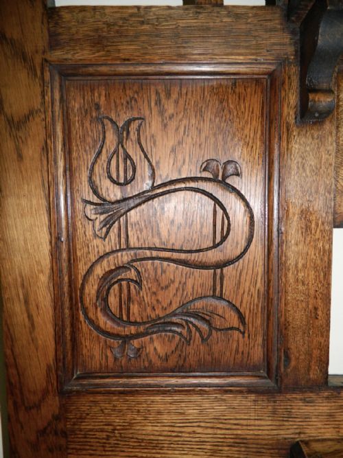 fig 1. oak arts & crafts hallstand
