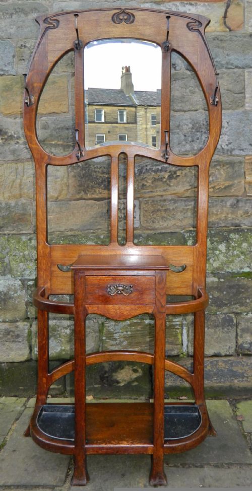 Oak Art Nouveau Hall Stand