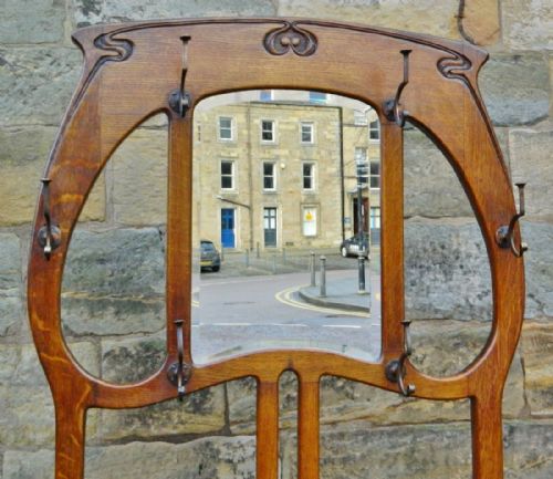 fig 1. oak art nouveau hall stand