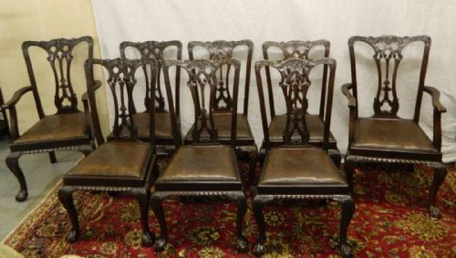 Set of 8 Mahogany Chippendale Style Dining Chairs