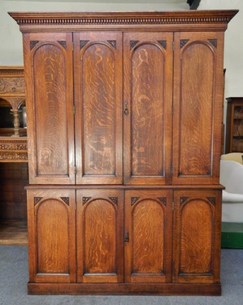 Large Victorian Oak Housekeepers Cupboard / Kitchen Cupboard