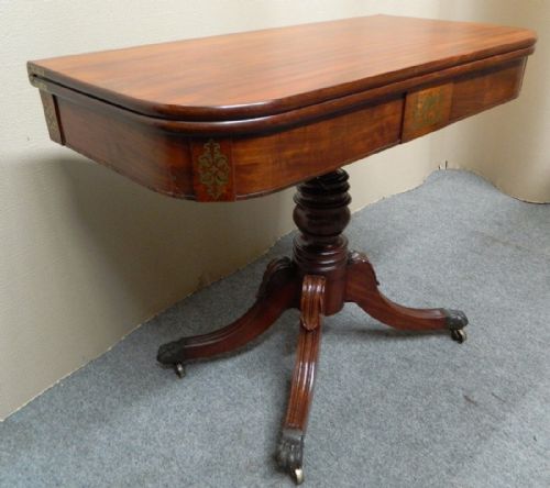 fig 1. Regency mahogany and rosewood brass inlaid tea table