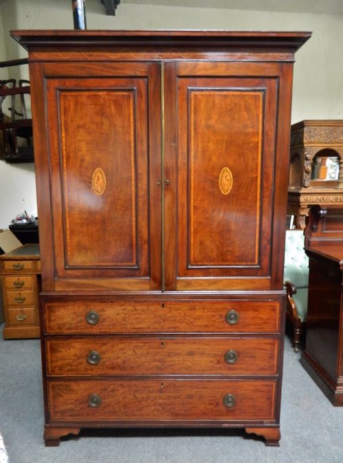 Inlaid Mahogany Linen Press