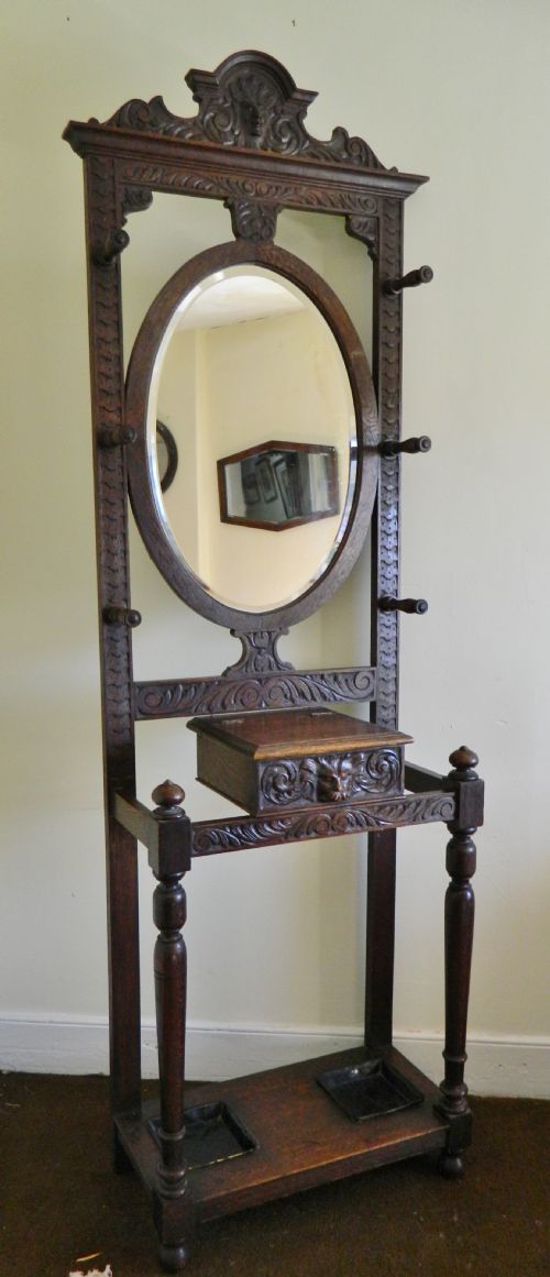 Carved Oak Green Man Hall Stand