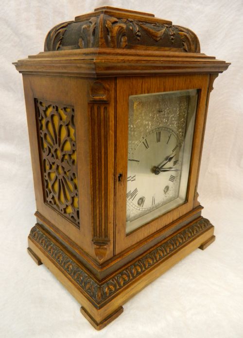French Oak & Walnut Mantel Clock - Mougin Paris