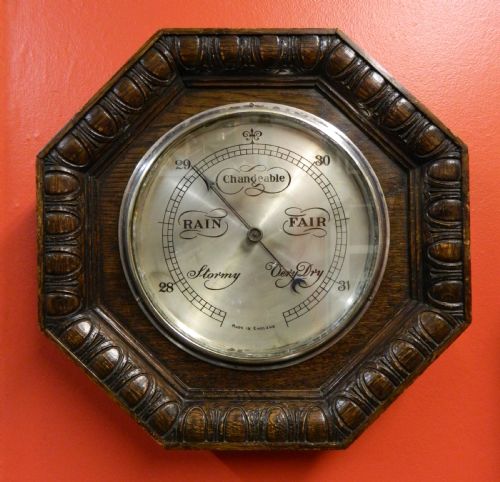 Carved Oak Barometer