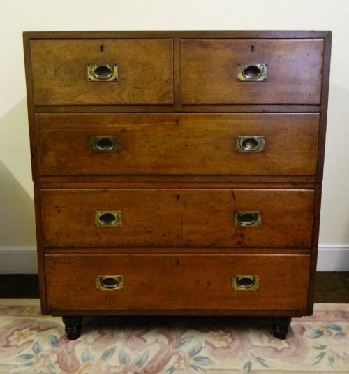 Teak Military Campaign Chest of Drawers