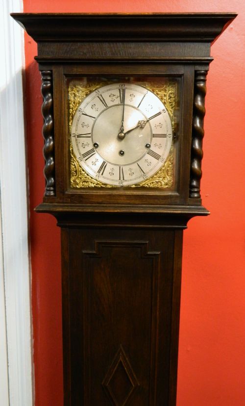 fig 1. Oak grandmother clock by Winterhalder