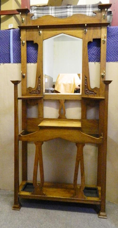 fig 1. oak arts & crafts hall stand