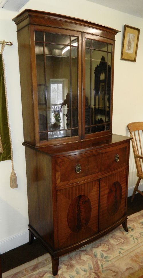 Mahogany Bowfront Secretaire Bookcase