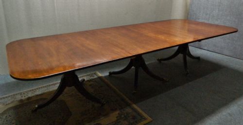 Large 11'  Mahogany Triple Pillar Dining Table