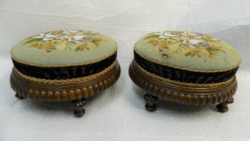 Pair of Large Beadwork Footstools