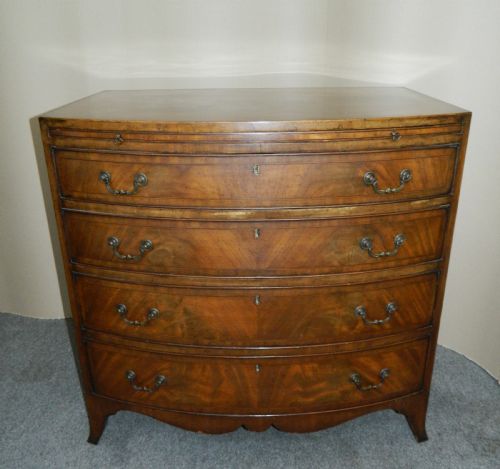 Small Mahogany Bowfront Chest of Drawers with Brushing Slide