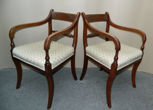 fig 1. set of 8 Regency mahogany brass inlaid dining chairs