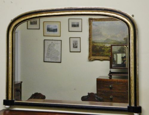 Gilt & Black Lacquer Overmantel Mirror