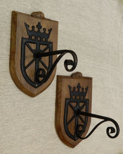 Pair of Mouseman Oak Wall Brackets