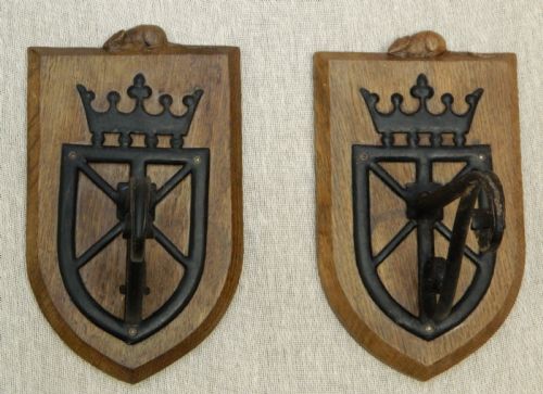 fig 1. pair of Mouseman oak wall brackets