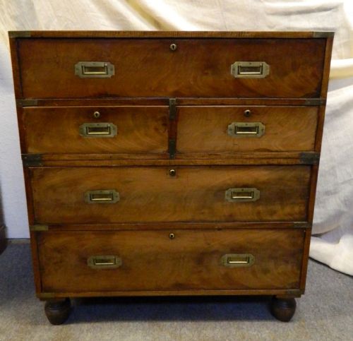 Mahogany Military Campaign Chest with Secretaire Drawer