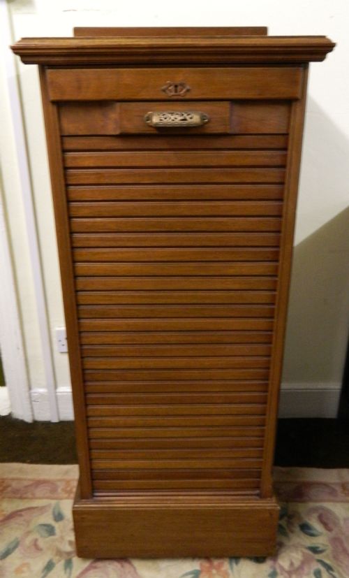 Mahogany Tambour Front Filing Cabinet
