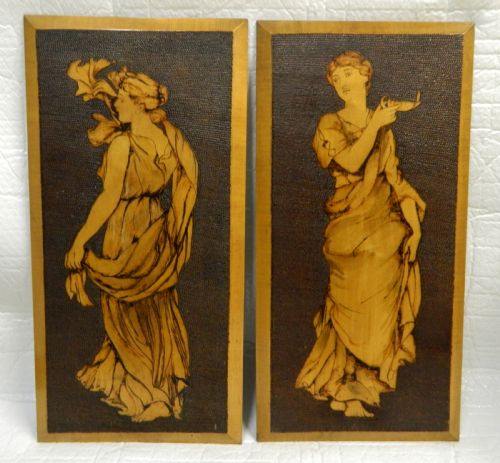 Pair of Arts & Crafts Poker Work Wall Panels