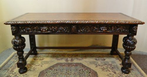 Large Carved Oak Serving Table by Edwards & Roberts