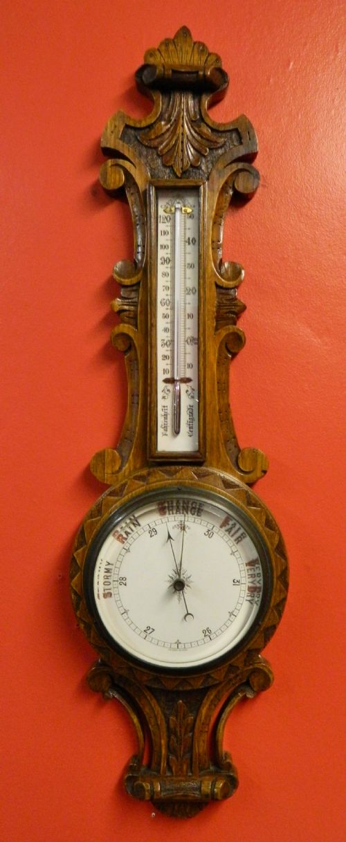 Carved Oak Barometer