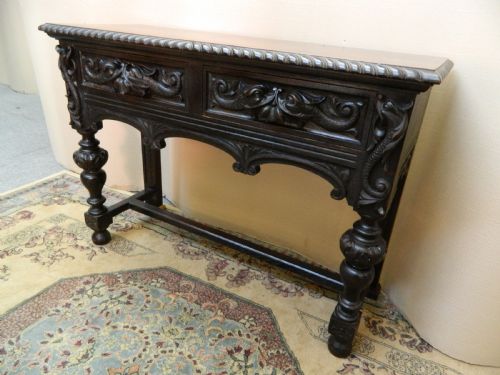 Carved Oak Hall Table / Side Table