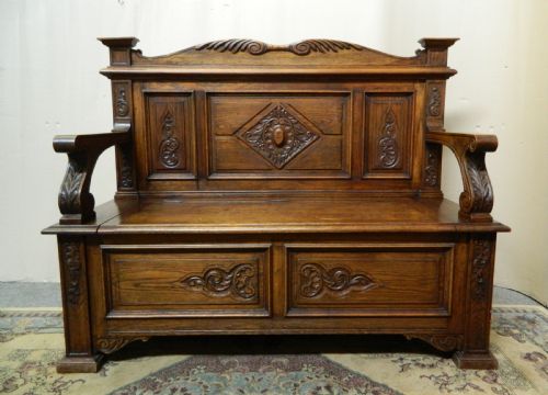 Carved Oak Settle