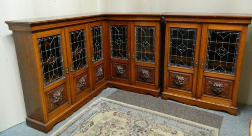 Unusual Oak Corner Bookcase