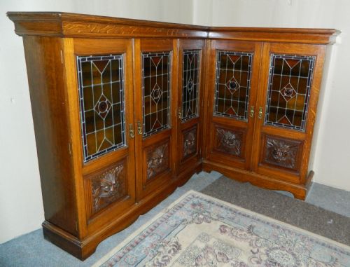 fig 2. unusual oak corner bookcase
