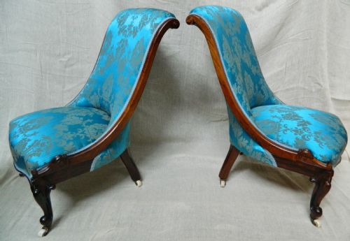 Pair of Rosewood Slipper Chairs