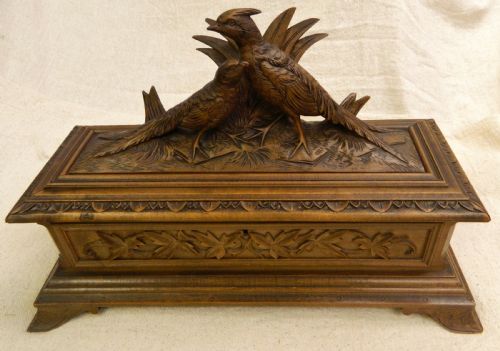 Black Forest Carved Glove Box ( with Gloves )