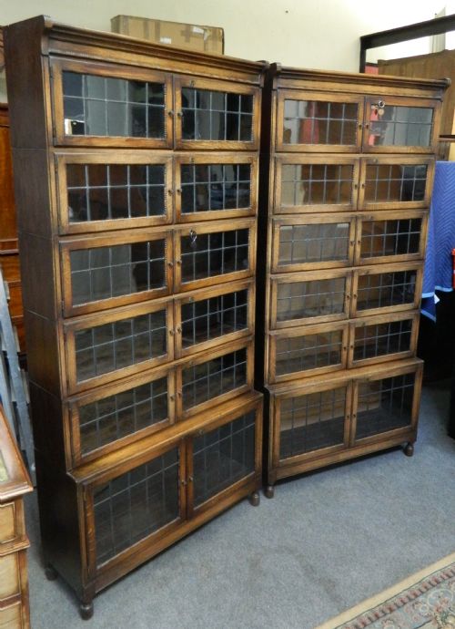 fig 2. pair of oak stacking bookcases ( with locks ) 
