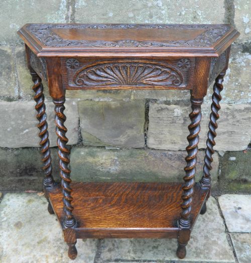 Carved Oak Side Table.