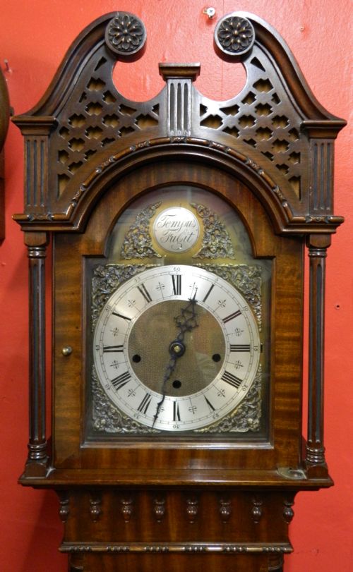 fig 1. fine quality small grandfather clock - Elliots of Croydon