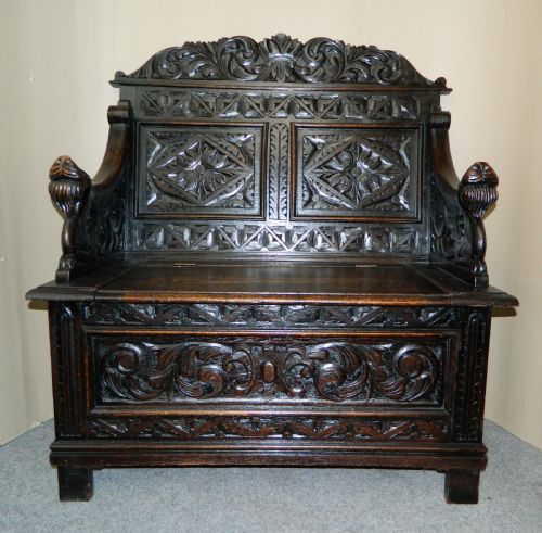Carved Oak Settle
