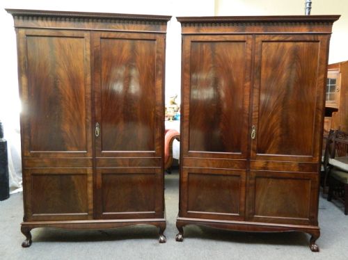 Pair of Mahogany Wardrobes