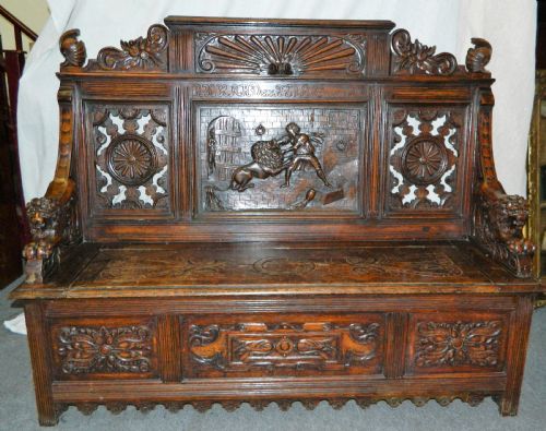 Carved Oak Settle