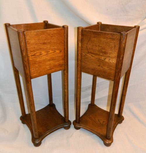 Pair Oak Jardinieres / Planters