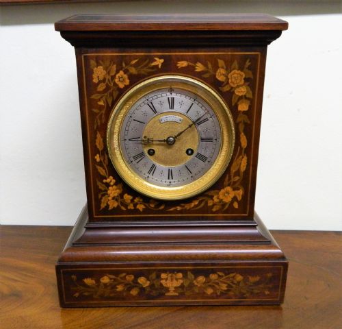 Walnut Marquetry Mantel Clock