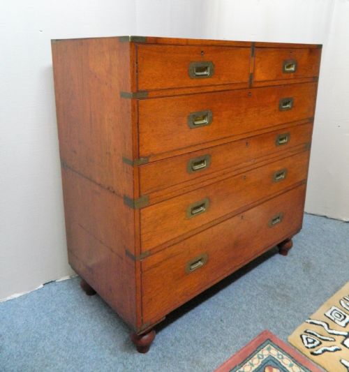 fig 1. Teak military campaign chest of drawers - Army & Navy