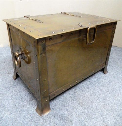 Arts & Crafts Brass Coal Bin / Log Bin